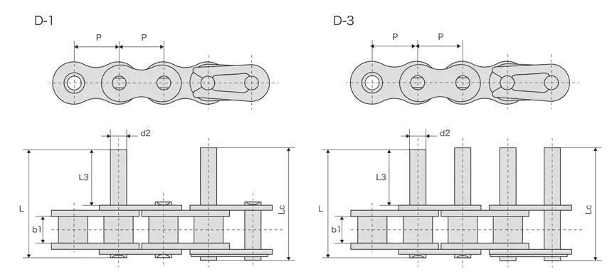 Stainless Steel Short Pitch Conveyor Chain With Extended Pins drawing
