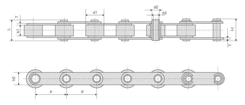 Stainless Steel Hollow Pin Conveyor Chains drawing