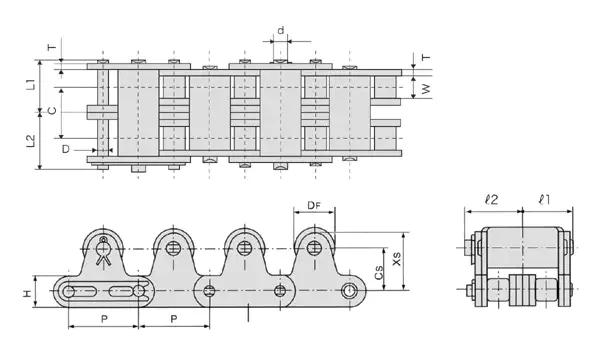 Double-Row Top Roller Chains Specification