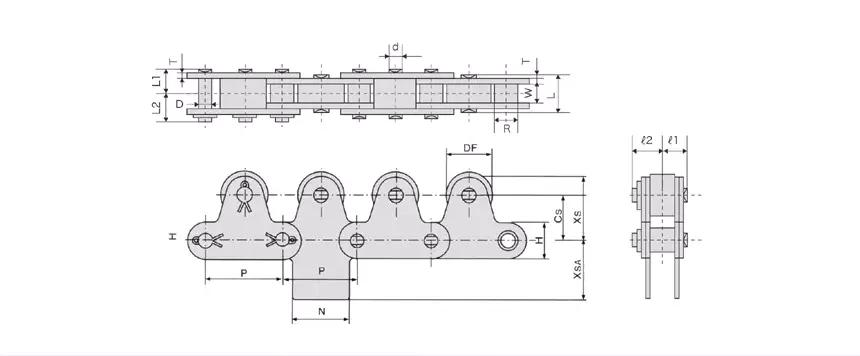 Double-Row Top Roller Chains Specification