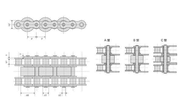 Triplex Row Conveyor Chains With Special Rollers