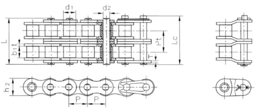 Duplex Stainless Steel Roller Chains drawing