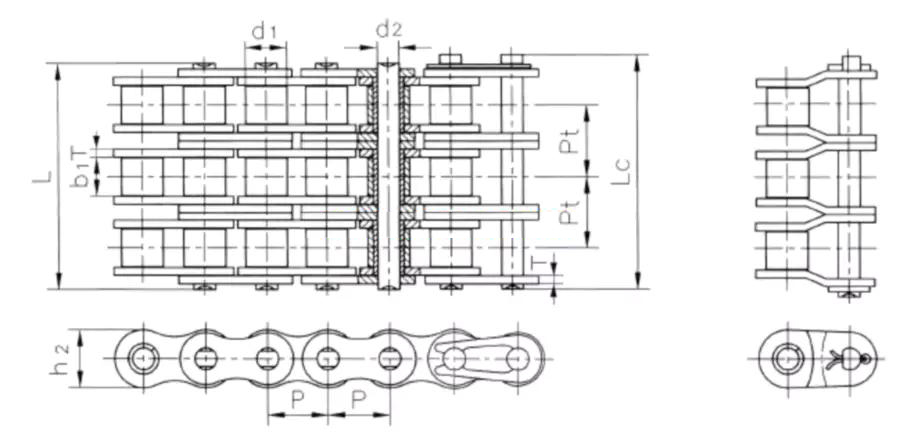 Triplex Stainless Steel Roller Chain Drawing