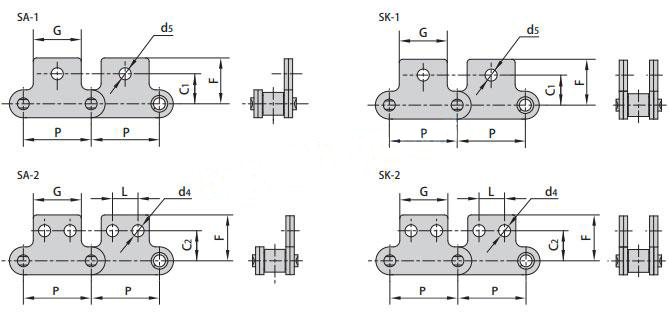Double Pitch Conveyor Chains drawing