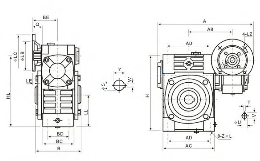 wpwedk-series-double-stage-worm-gearboxes drawing