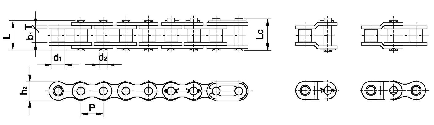 A-series-single-strand-short-pitch-roller-chains drawing