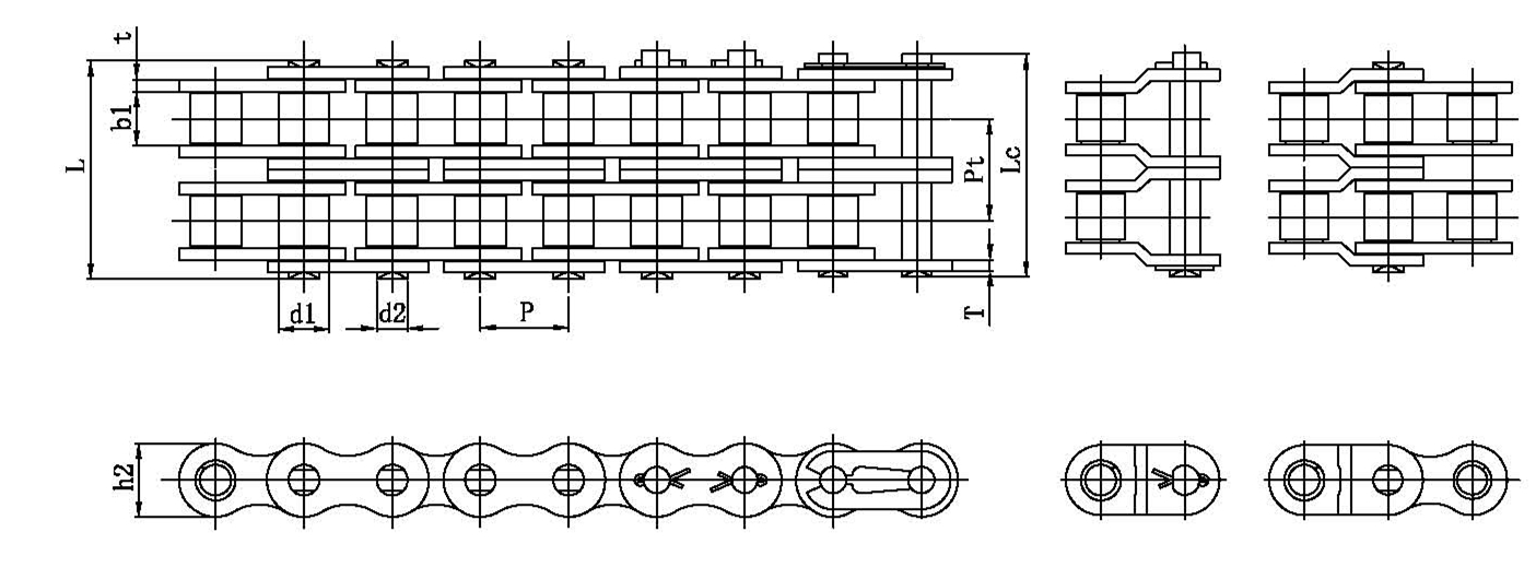 B series double strand short pitch roller chains diameter