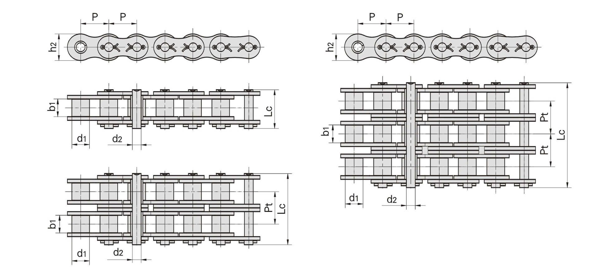 ISODIN ANSI heavy duty series cottered type roller chains drawing