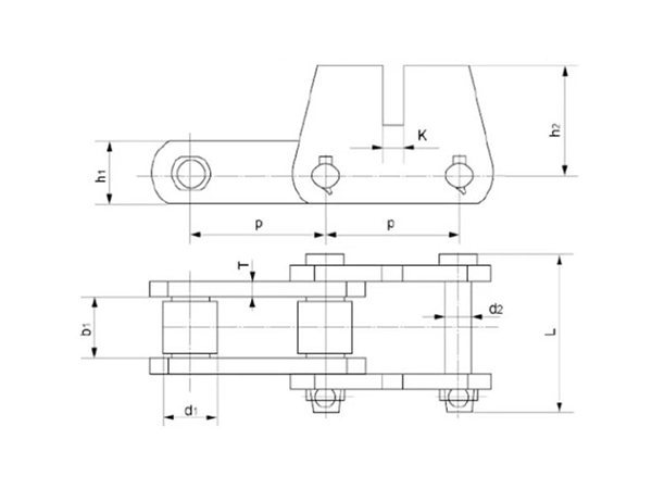 Paver chain Pitch 78.1 101.6 152.4 152.4 mm